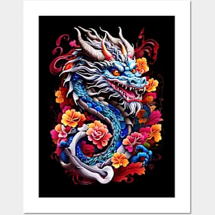 Dragon's Floral Fantasy Posters and Art